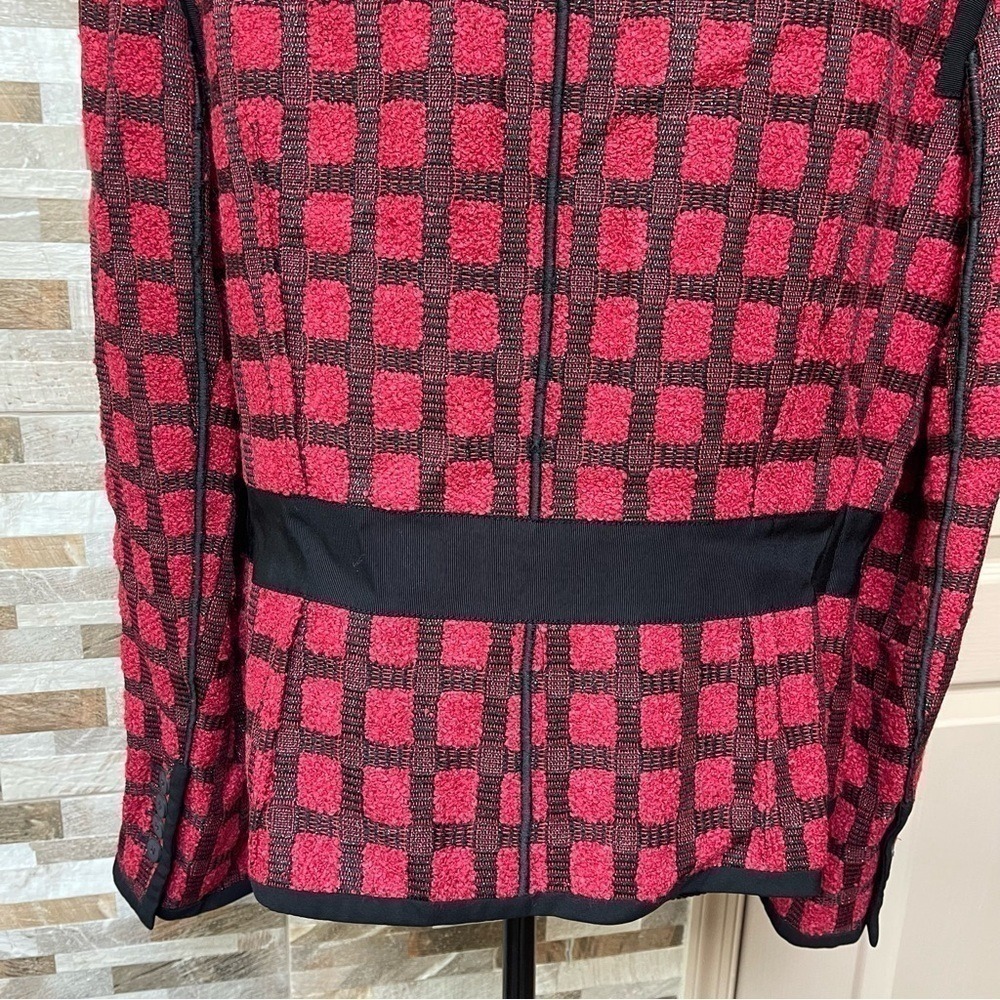 Carlisle Red Black Tweed Plaid Blazer Jacket Career Women's Size 16 - Picture 10 of 16